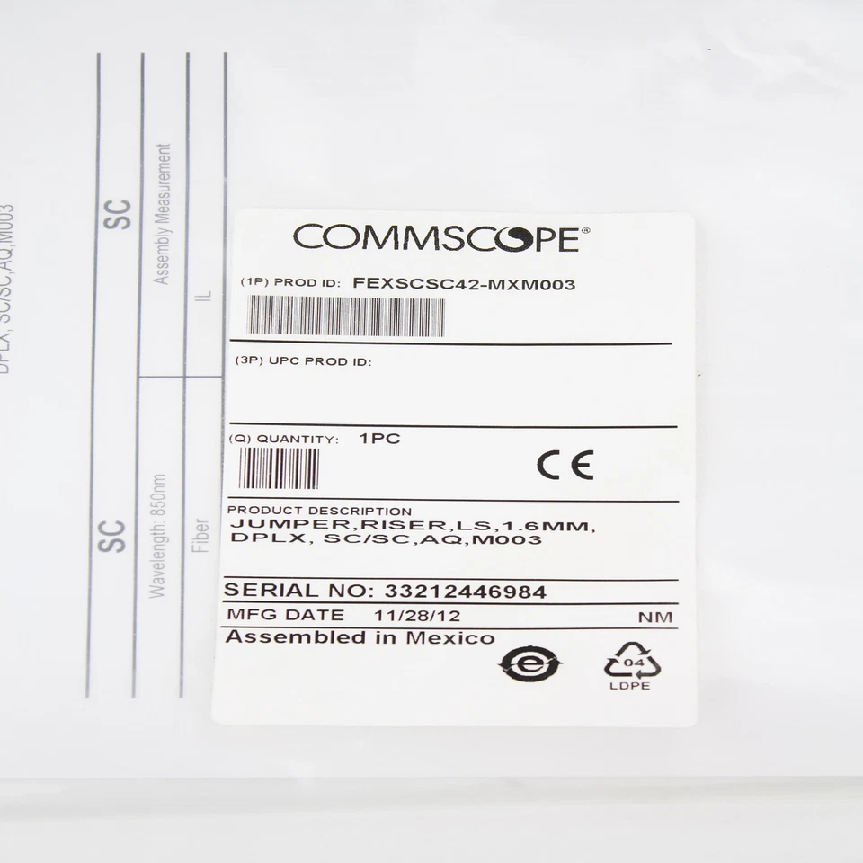 COMMSCOPE FEXSCSC42-MXM003 LAZRSPEED 550 SC - SC FIBER OPTIC PATCH CORD, DUPLEX - Image 4 of 4