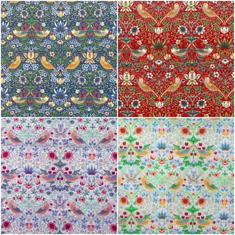 Polycotton Digital Printed Fabric William Morris Strawberry Thief 115cm Wide