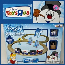 Toys R Us Frosty The Snowman Kids 24 Piece Wood Train Set Brio Style New Other