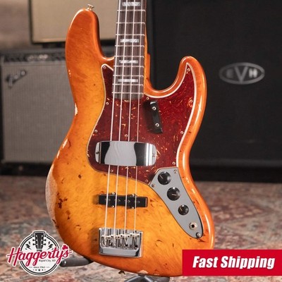 Fender Custom Shop Artisan Maple Burl Relic Jazz Bass - Honey Burst with Hardshe