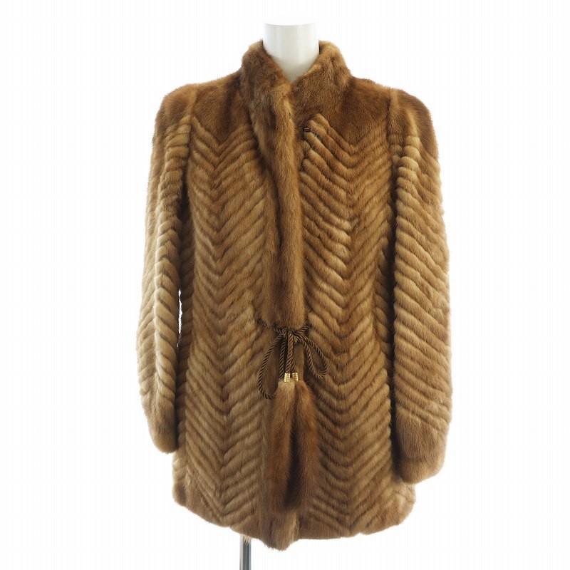Repos Fur Coat Mink Long Sleeve Middle Full Lined With Name Embroidery 11L Brown