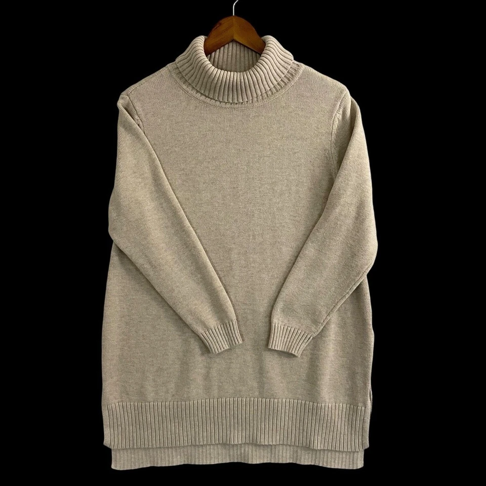 Joan Rivers Women's Beige Turtleneck Tunic Sweater Size/M - Image 3 of 4