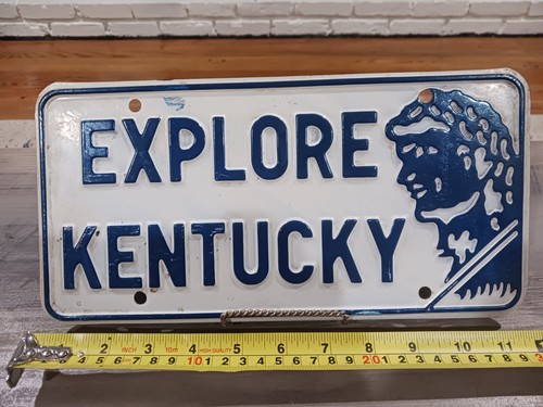 Vtg Explore Kentucky Booster License Plate Daniel Boone Embossed Steel