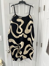 Cider Knit Illusion Psychedelic Swirl MIDI Dress XL Black and Cream NWT