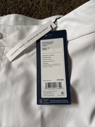 Walter Hagen Pureflex P11 9" EWaist weiß Gr. 34 UPF50+ 2-Wege Stretch Golfshorts - Bild 3 von 6