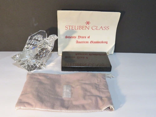 Steuben Pollard Eagle on Stand w/ Bag & Box