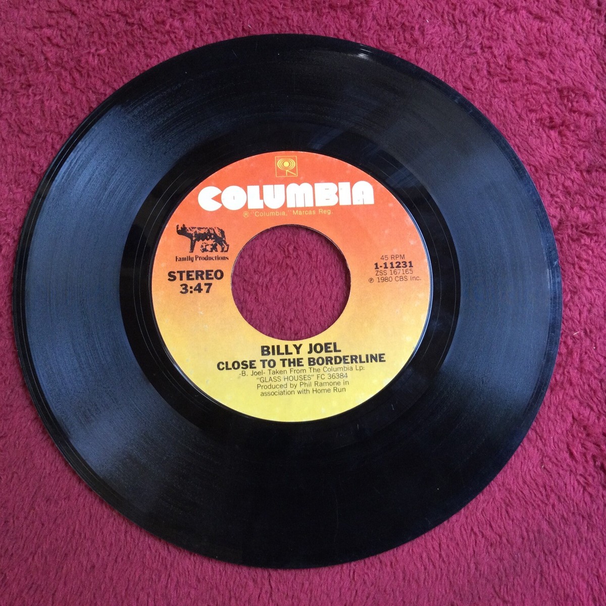 BILLY JOEL 45 RPM Record, You May Be Right, Close To The