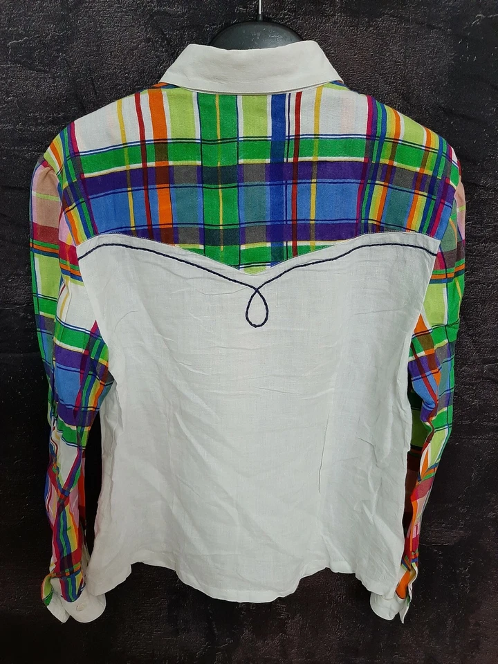 Byblos camicia jeans giacca jacket uomo men lino tg s shirt 90s vintage cawboy - Immagine 3 di 4