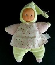 *. DOUDOU PELUCHE COROLLE POUPEE FILLE LUTIN ROSE VERT JAUNE POIS grelot NEUF*