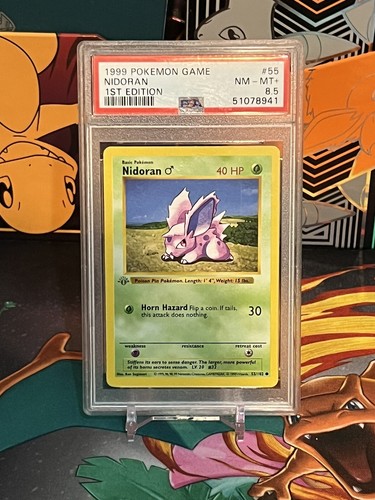 Pokemon Nidoran Base Set 1st Edition Shadowless 55/102 PSA 8.5 Nm Mint+