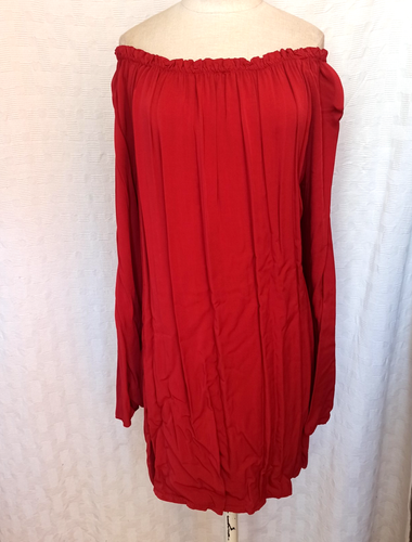 Damen Tunika Kleid C158T Größe 40,42,M Farbe Rot, Carmen Ausschnitt Italy - Bild 6 von 11