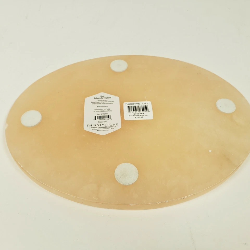 Tábua de servir alabastro genuína rosa blush por Thirstystone 12" x 9" oval - Imagem 4 de 4
