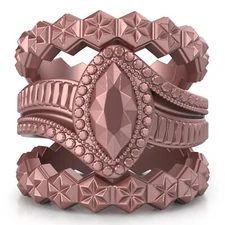 Rinfit Silicone Wedding Rings for Women. Marquise Stackable 3 Rubber Rings Set