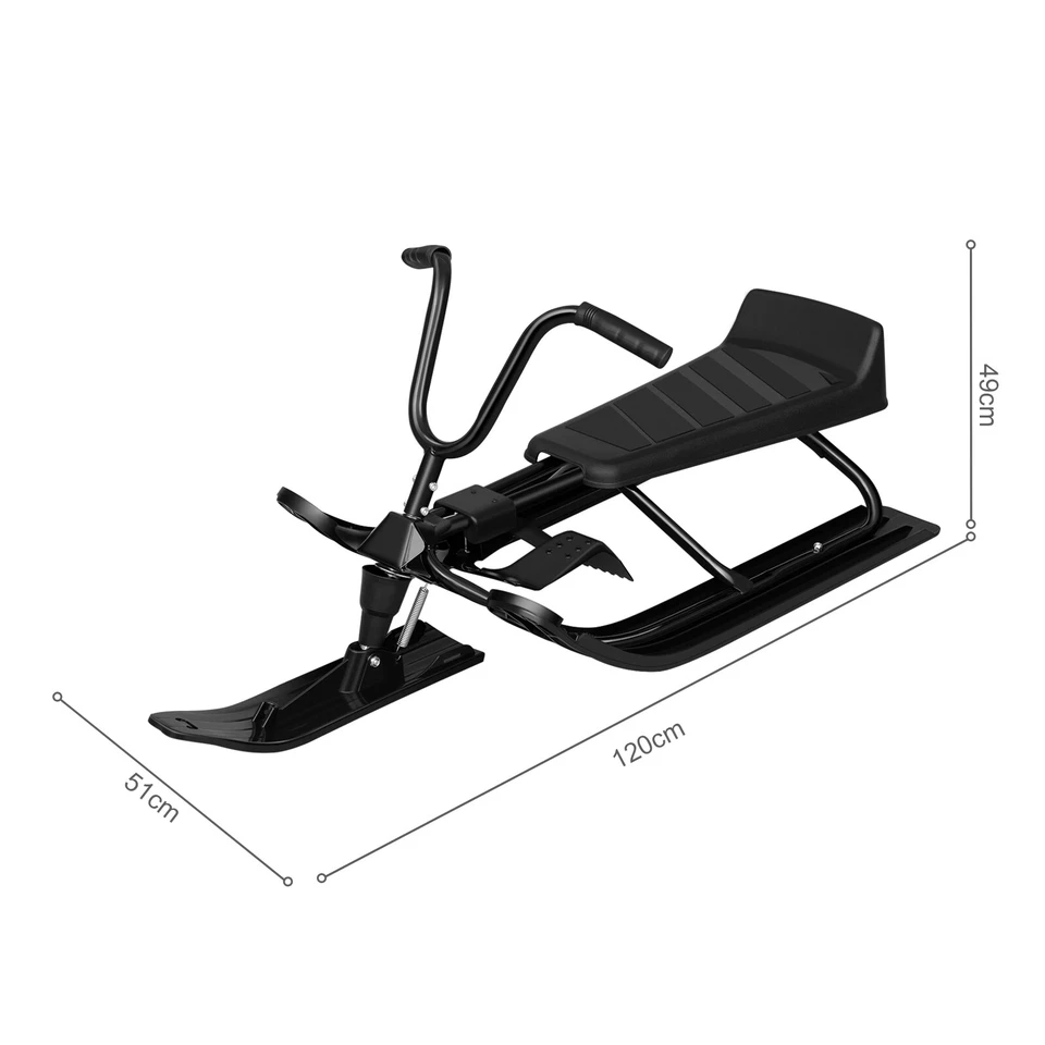 Lenkschlitten Bob mit Lenkrad 2 Fußbremsen Zugseil Kufenlenkung Kinderschlitten - Bild 3 von 4