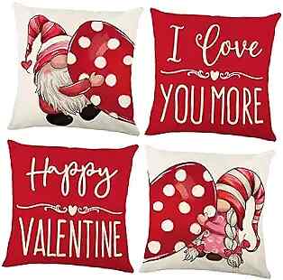 Valentines Pillow Covers Set of 4 for Valentines Day Decoration Throw 18x18-image