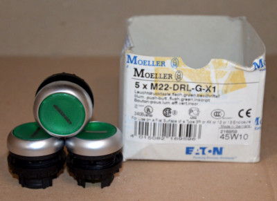 Eaton MOELLER M22-DRL-G-X1 Leuchtdrucktaste grün 216959 NEU OVP 3 Stück=1 VPE