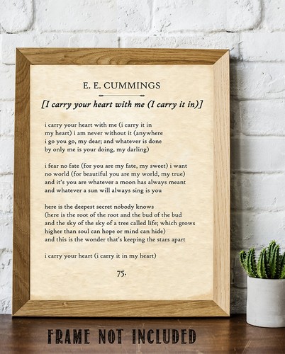 E E Cummings - I Carry Your Heart - 11x14 Unframed Typography Book Page Print - Picture 6 of 8