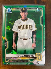 2021 Bowman Chrome Sapphire 1st Green Refractor Victor Acosta /125 Padres