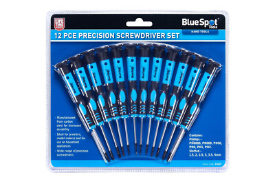 Blue Spot Tools 12-teiliges Präzisions-Schraubendreher-Set Kreuzschlitz & Schlitz