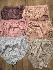 Vtg GRANNY 100 NYLON HANES FOL PANTY BRIEFS LOT OF 6 PANTIES SISSY FULL Sz 7