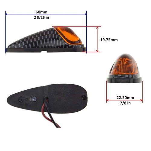 Surface Mount Light Amber Carbon Motorcycle Mini Bullet LED Turn Signal Marker - Picture 2 of 3
