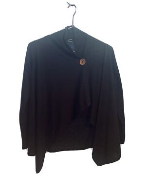 Bobeau Button Wrap Sweater Black Sz S #53