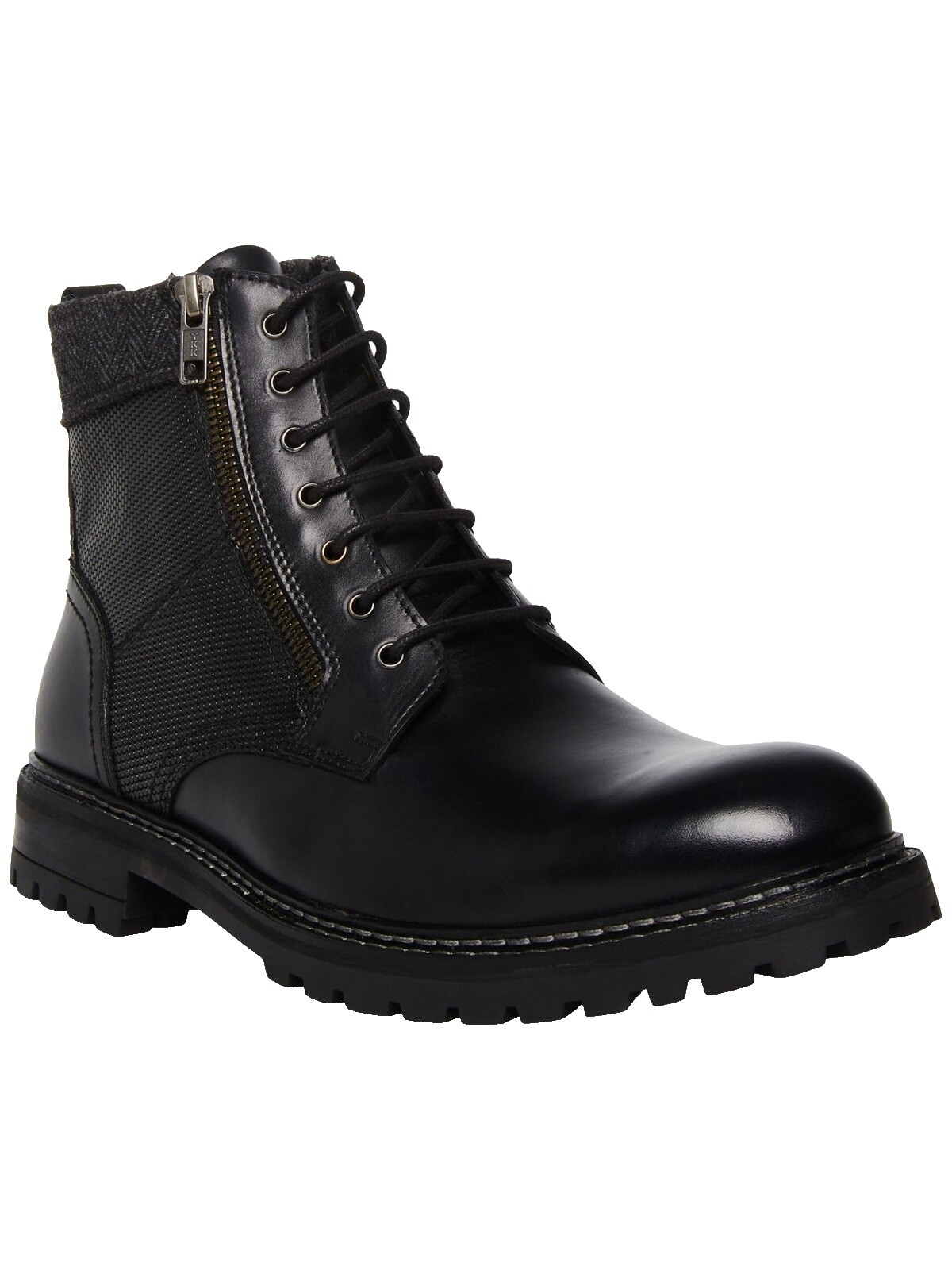Steve Madden Eisen Black Leather Boots Mens Size 8 Combat Fur Lined Flaw m87230086379_1.jpg?1762998063 main image 2