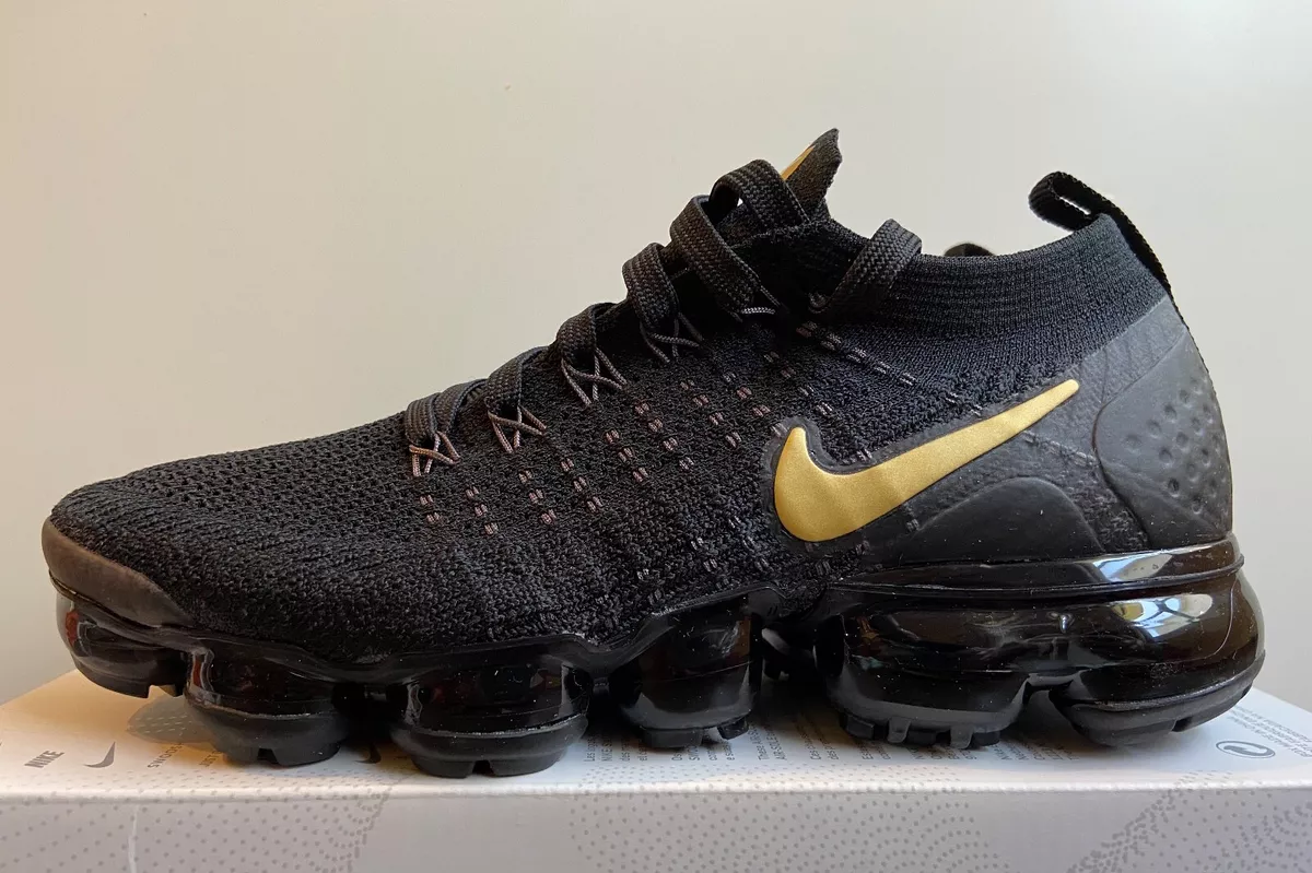 pludselig kontoførende levering Nike Air Vapormax Flyknit 2 Black Metallic Gold 942843-012 Women&#039;s  Size 7 NoLid | eBay