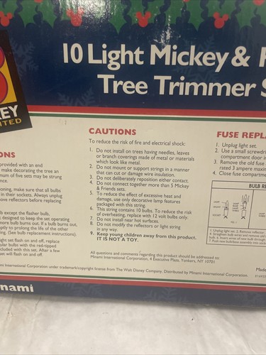 Mickey Mouse And Minnie Christmas Tree Trimmer Set 10 Light Set With Box - Picture 13 of 14