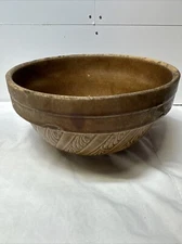 Brown USA Crock Bowl, Dough Bowl, Primitive Style Pottery Farmhouse Kitchen
