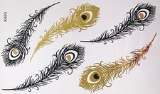 Once Temporary Flash Tattoo Classic Gold Black 5 pieces Bracelet Neck Chain K3