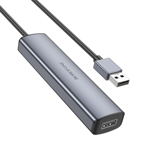 BOROFONE DH12 Smart 4-in-1 converter(USB to USB2.0*4)(L=1.2M) - metal gray - Picture 3 of 7