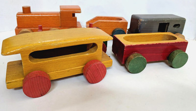 Dusyma Germany Wooden Locomotive, Tender and Wagons (a whole train!)