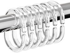 24 PCS Shower Curtain Rings,Plastic Shower Curtain Hooks,C-Shaped Rings Clear