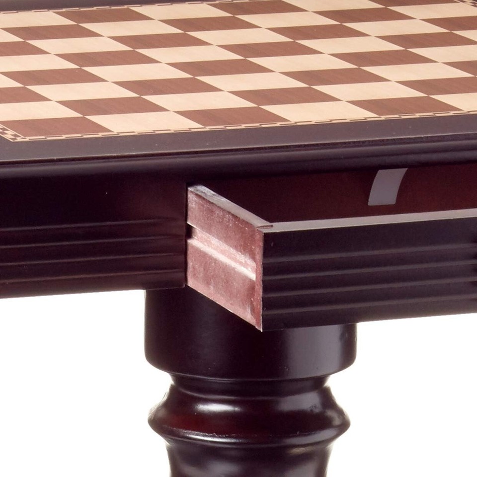 Wooden Chess & Checkers Table w/ Storage Drawer Pedestal Base 2x2 ...