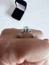 diamond set trilogy ring. hallmarked palladium 950. diamond weight 1.00 carats. 