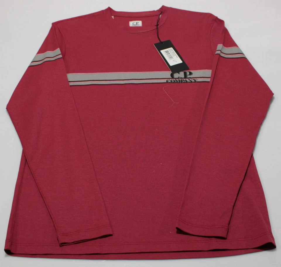 C.P. Camiseta Company Nueva con Etiquetas 100% Algodón Manga Larga Logo Talla L EE. UU. En Rojo Foto 3 de 4