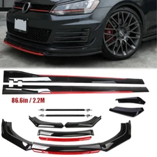Front Bumper Lip Spoiler Splitter Body Side Skirt Gloss Black For Volkswagen Rab