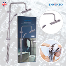 STAINLESS STEEL TWIN HEAD RAIN SHOWER RECTANGULAR COLUMN FULLSET ANGLEADJUSTABLE