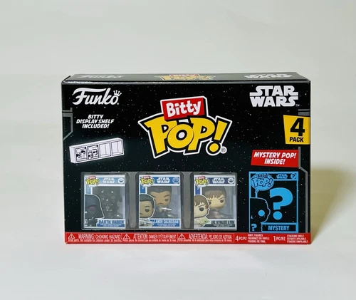 Star Wars: Bitty Pop! 4-Pack Darth Vader, Lando Calrissian Luke &Yoda & mystery