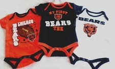 INFANT 6-9M 6-9 MONTHS 3-PACK CHICAGO BEARS FOOTBALL BODYSUITS ROMPER SET NWT