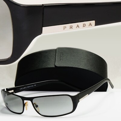 Prada Sunglasses 2006 Vintage Black Rectangle Grey PR52FS SPR 52F