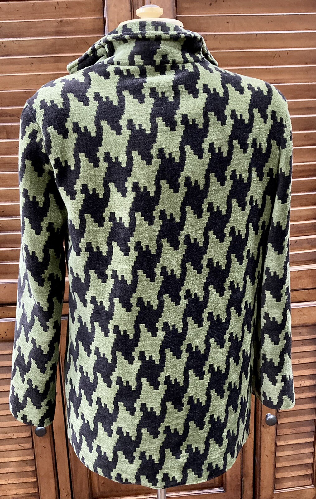 CALDO! Giacca arazzo vintage PONY DIPINTO foderata verde nero (XS) pesante