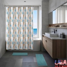 15-Piece Shower Curtain Set Geometric Modern Bath Rugs Hooks Easy Clean New
