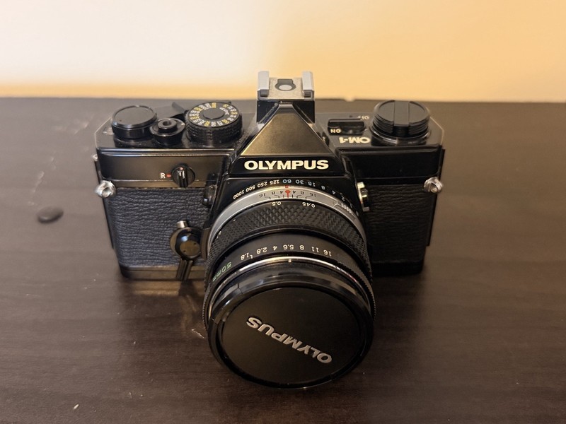 Olympus OM-1 Black SLR Film Camera w/ 50mm f/1.8 Lens