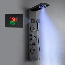 Shower Panel Tower 6 Function LED Display Rain Mist Jets Handset Mixer Brushed