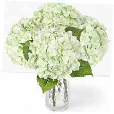 3Pcs 21" Real Touch Hydrangea Artificial Flowers, Realistic Latex 3Pieces Green