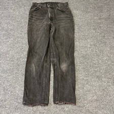 Levi's Jeans Mens Size 28x30 Black 550 Relaxed Distressed Frayed Hem USA Made
