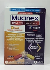 Mucinex Day And Night Sinus Max Nightshift 20 Caplets Exp 2/26