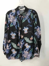 Pre-Owned Jean-Pierre Klifa Black Size Large Floral Long Sleeve Button Down